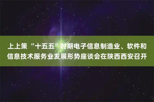 上上策 “十五五”时期电子信息制造业、软件和信息技术服务业发展形势座谈会在陕西西安召开