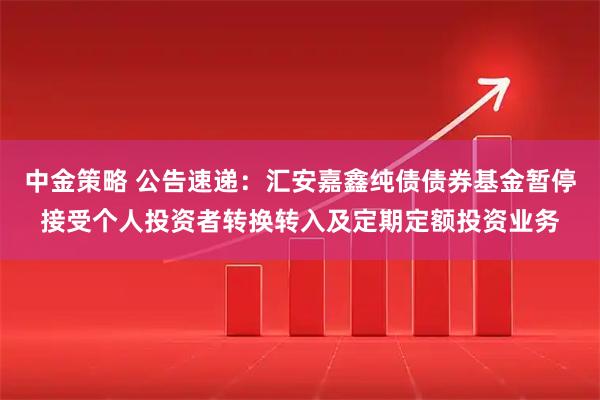 中金策略 公告速递：汇安嘉鑫纯债债券基金暂停接受个人投资者转换转入及定期定额投资业务