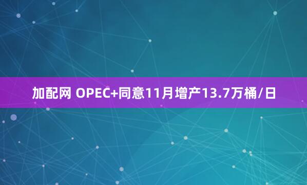 加配网 OPEC+同意11月增产13.7万桶/日