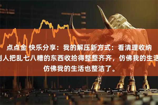 点点金 快乐分享：我的解压新方式：看清理收纳视频，看别人把乱七八糟的东西收拾得整整齐齐，仿佛我的生活也整洁了。